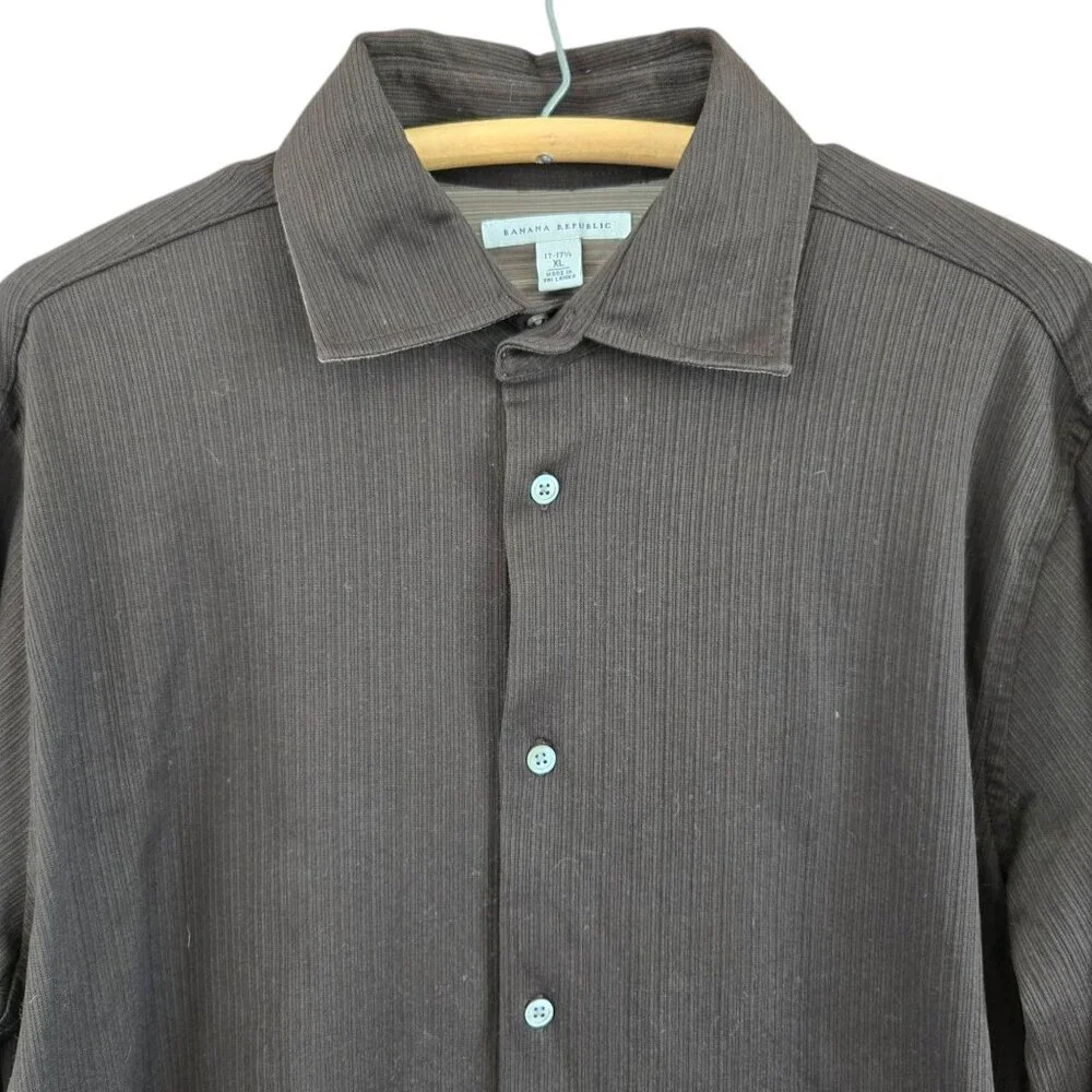 Lauren Ralph Lauren Button-Up Shirt Mens Ribbed Textured Brown Striped Size XL - Picture 7 of 10